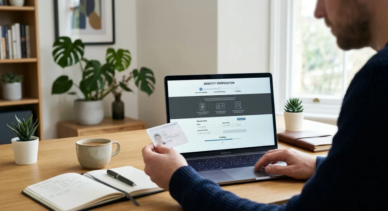 Editorial illustration of an identity verification process
